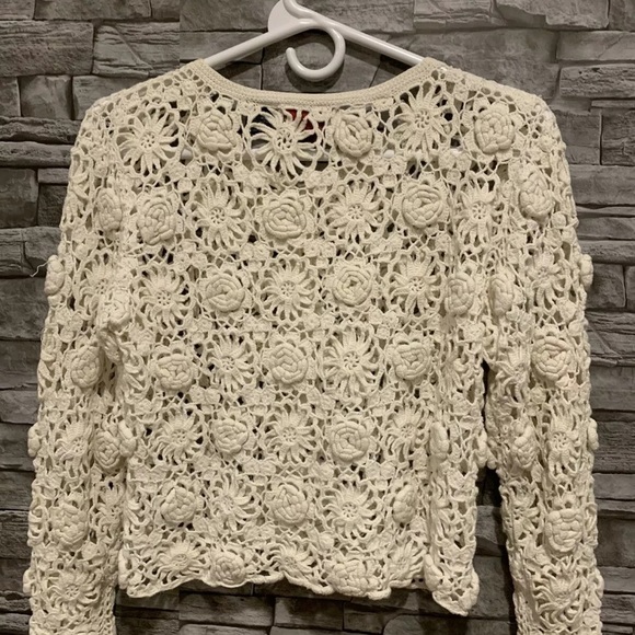 Vintage Forenza Crochet Ivory Cardigan - Picture 4 of 5